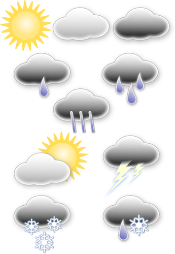 Of Selection Of Pastel Colored Weather Forecast Icons Clipart