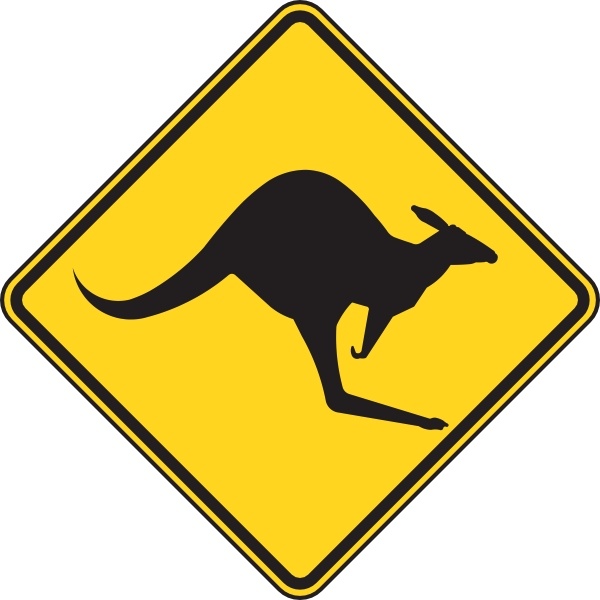 Kangaroo Warning Sign Vector In Open Office Clipart