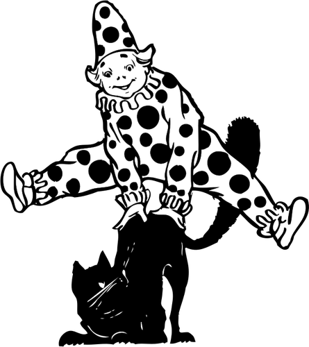 Of Clown Jumping Over Cat Clipart
