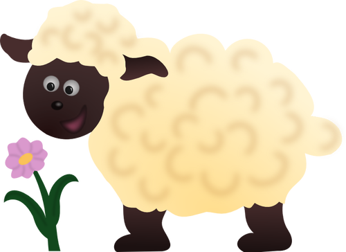Happy Sheep And Flower Clipart