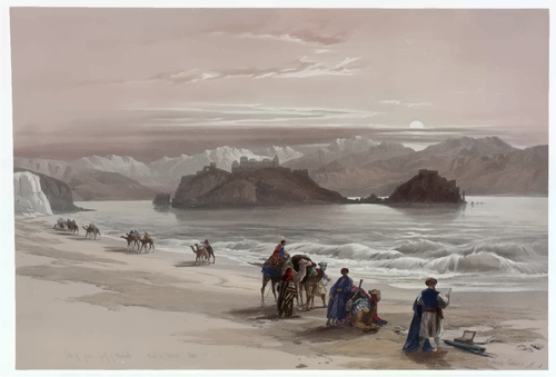 Arabic Expedition On Sea Coast Clipart