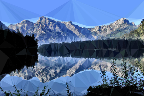 Low Poly Mountain Lake Reflection Clipart