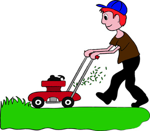 Lawn Mower Image Red Headed Boy Mowing Clipart
