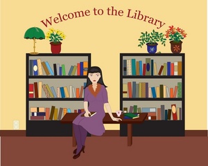 Library Image Librarian In The Library With Clipart