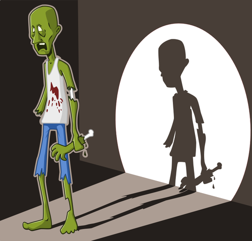 Of Green Zombie In Spotlight Clipart
