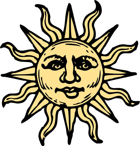 Old Woodcut Sun Clipart