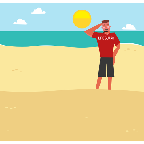 Lifeguard On The Beach Clipart
