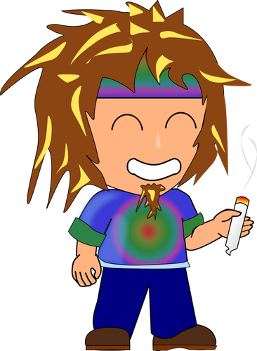 Of Hippie Kid With A Joint Clipart