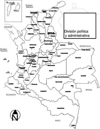 Colombia Regions Map Clipart