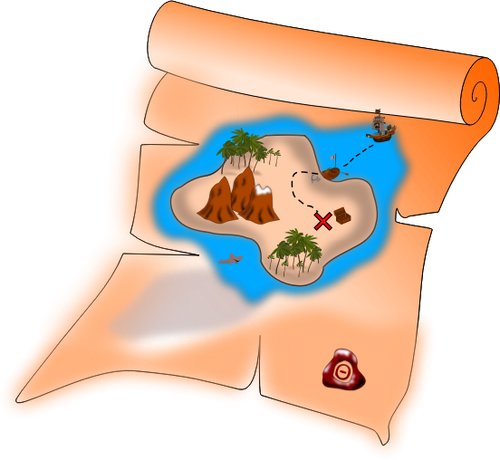 Of Old Treasure Paper Map Clipart
