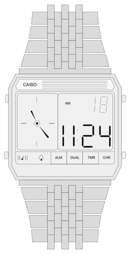 Digital Watch With Metal Strap Clipart