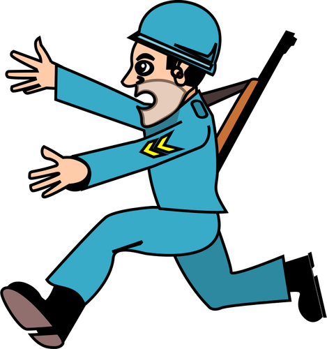 Soldier Running Away Image Clipart