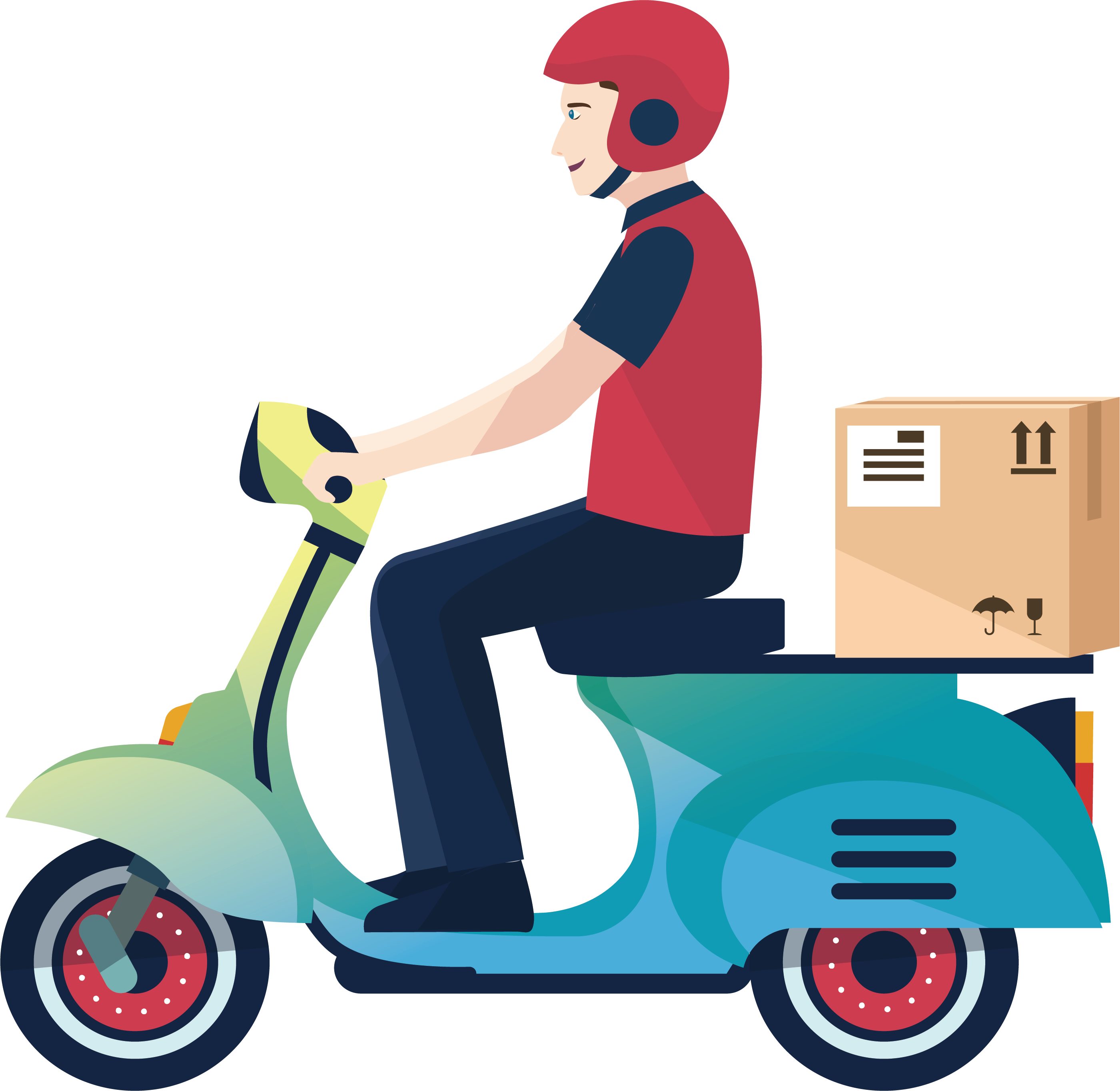 Logistics Courier Service Delivery Motorcycle Man Clipart