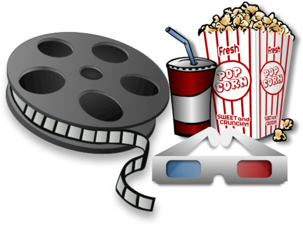 Movie Reel With Soda Drink And Popcorn Clipart