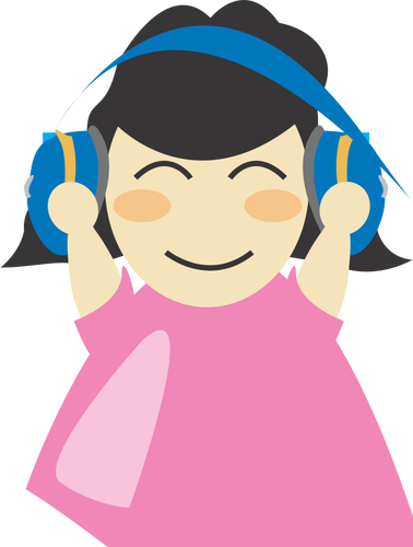 Girl With Headphones Clipart