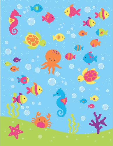 Cute Underwater Scene Clipart