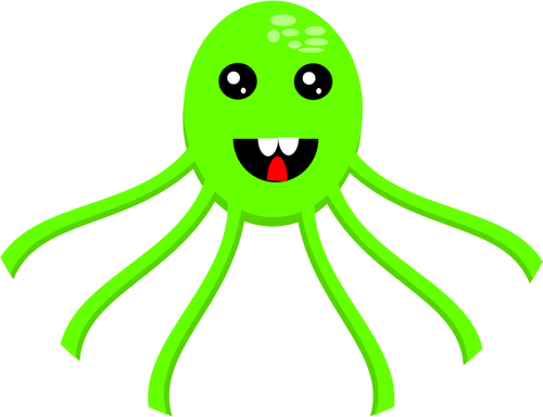 Of Green Smiling Octopus Clipart