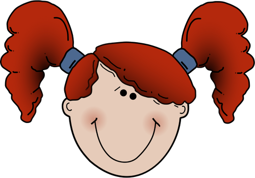 Of Girl With Pigtails Smiling Clipart