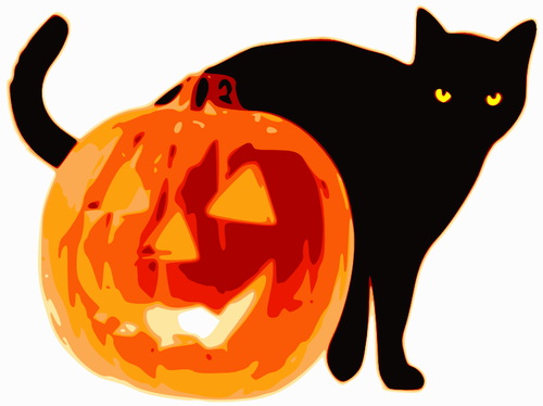 Of Black Cat And Pumpkin Clipart