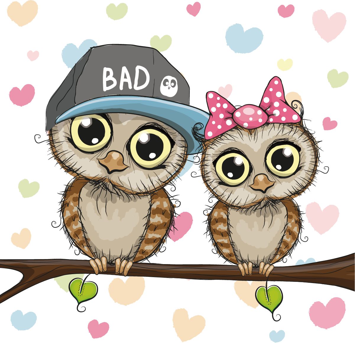 Animals Family Couple Material Illustration Owls Vector Clipart