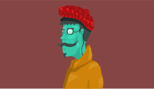 Drawing Of Old Man With Green Face Clipart