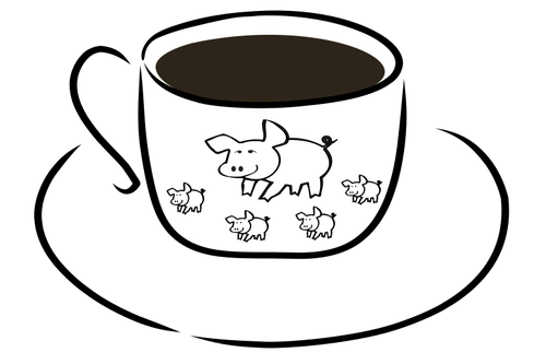 Free Hand Drawing Of A Decorated Coffee Cup Clipart