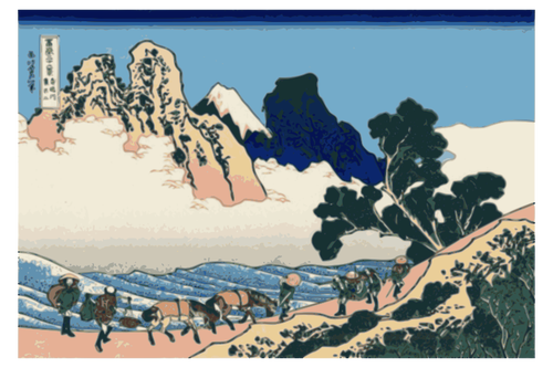 Grapics Of Of View Of Mount Fuji From Minobu River Side Clipart