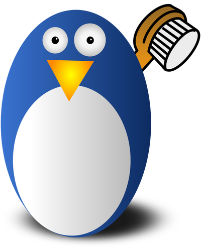 Tux With Brush Clipart