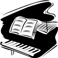 Woman Grand Piano Notes Cartoon Piano Vector Clipart