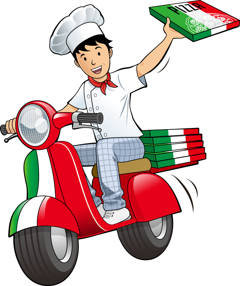 Take-Out Restaurant Deliveryman Delivery Vector Pizza Clipart