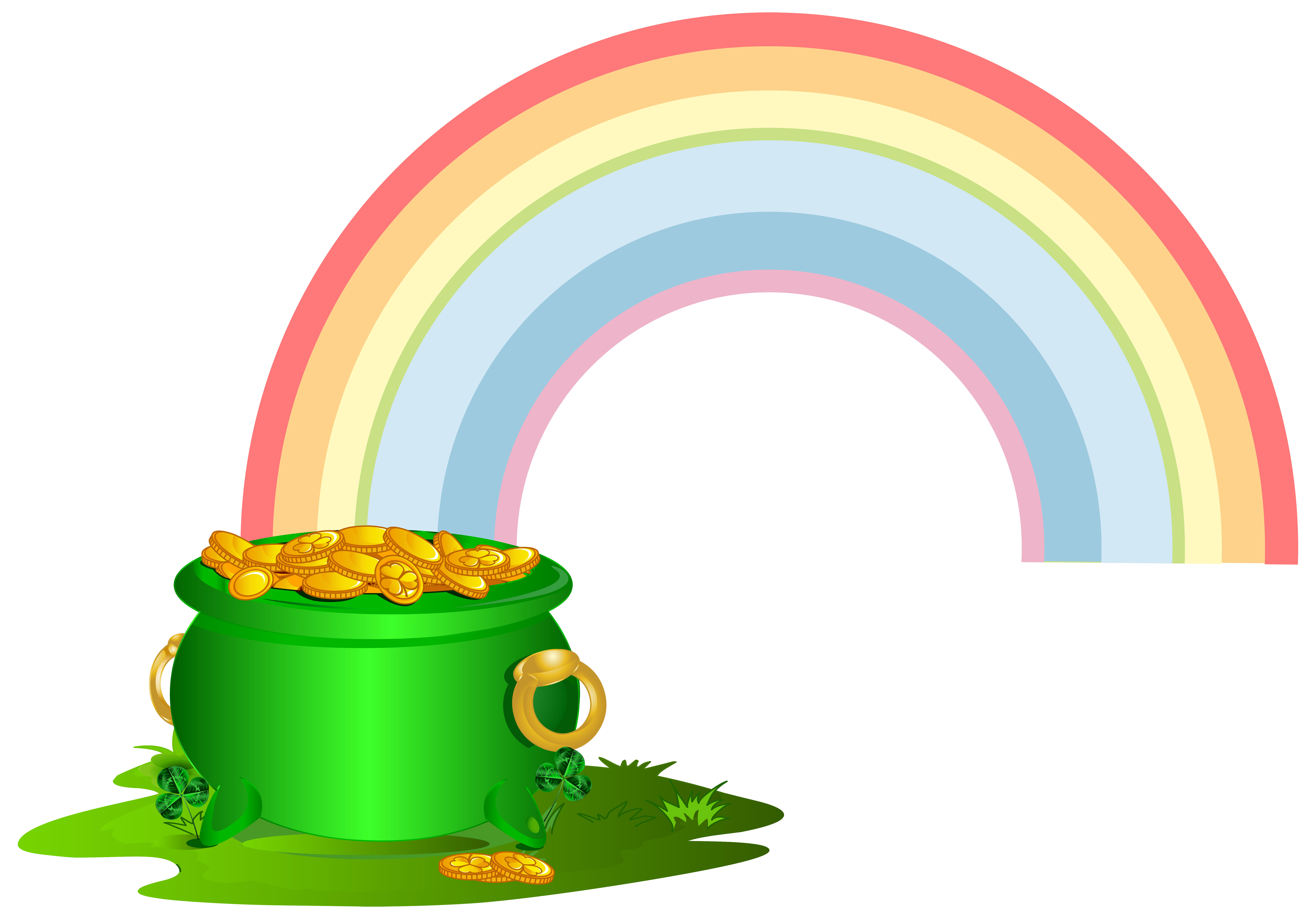 Rainbow Gold Of Pot Green With Clipart
