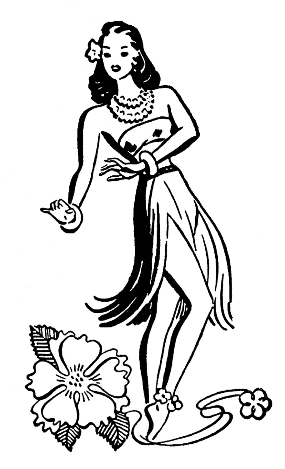 Retro Hawaiian Ladies Dancers The Graphics Fairy Clipart