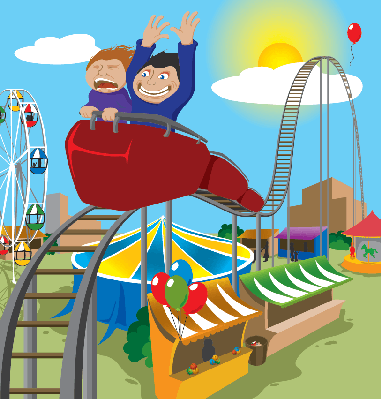 Roller Coaster Two Children Riding Rollercoaster The Clipart