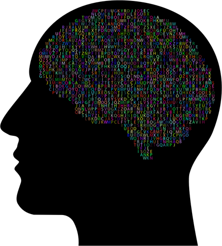 Alphabet Brain Man Silhouette Clipart