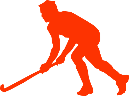 Silhouette Of Grass Hockey Player Clipart