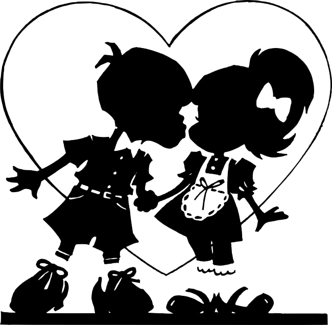 Paper-Cut Silhouette Doll Valentines Cartoon Day Clipart