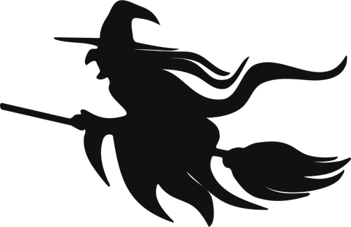 Witch On Broomstick Silhouette Clipart