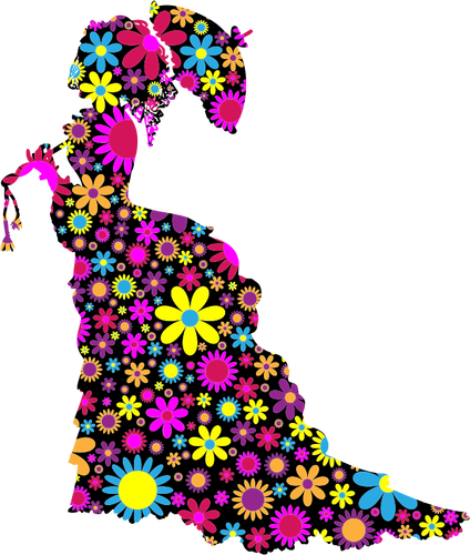 Floral Lady Silhouette Clipart