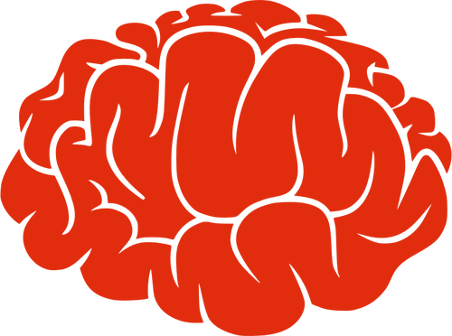 Red Silhouette Of A Brain Clipart