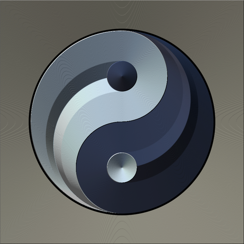 Of Ying Yang Sign In Gradual Silver And Blue Color Clipart