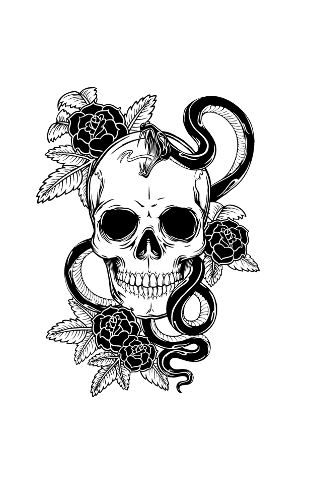 Tattoo Flower Skull Calavera T-Shirt Snake Clipart