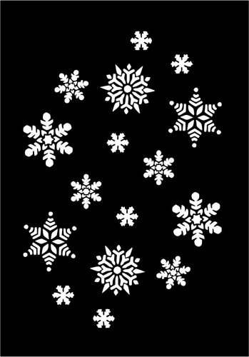 Of White Snowflakes On Black Background Clipart