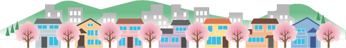 Street With Cherry Blossom Clipart