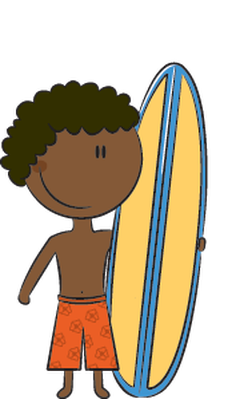 Happy Kids On The Beach Surfboard The Clipart