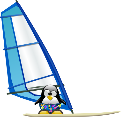 Penguin Surfer Clipart