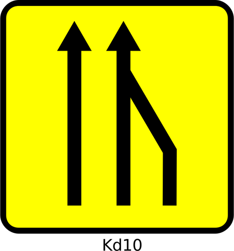 Of Far Right Lane Reduction Road Sign In France Clipart
