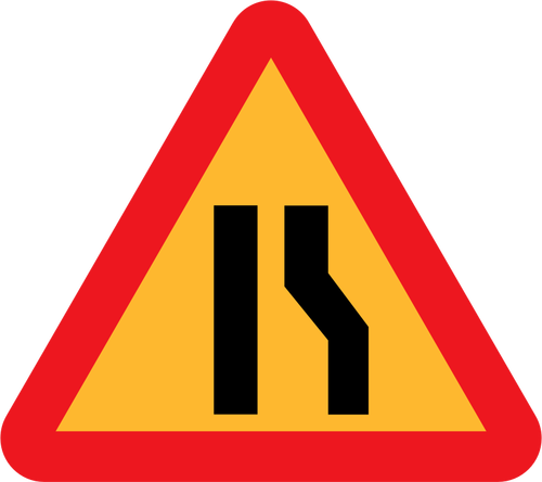 Road Narrows On Right Sign Clipart