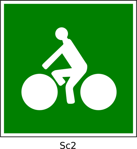 Of Bicycle Path Square Green Sign Clipart