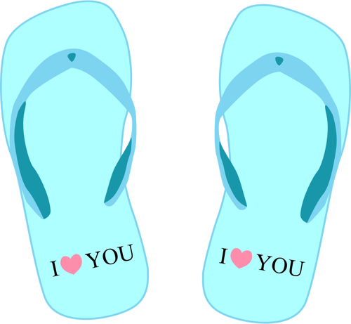 Of Flip Flops With "I Love You" Sign Clipart