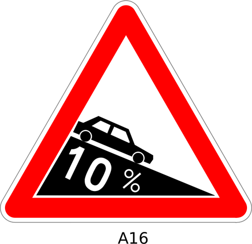 Of Dangerous Descent Triangular Road Sign Clipart
